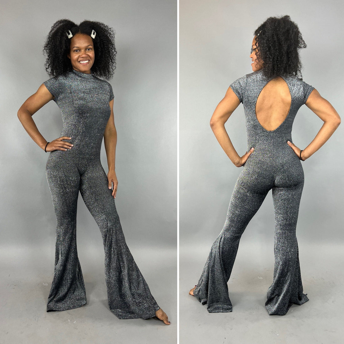 Sparkly Bell Bottom Jumpsuit, Party Outfit, Beautiful Open Back, Trending Now, Dance Teacher Gift, Lycra Jumpsuit