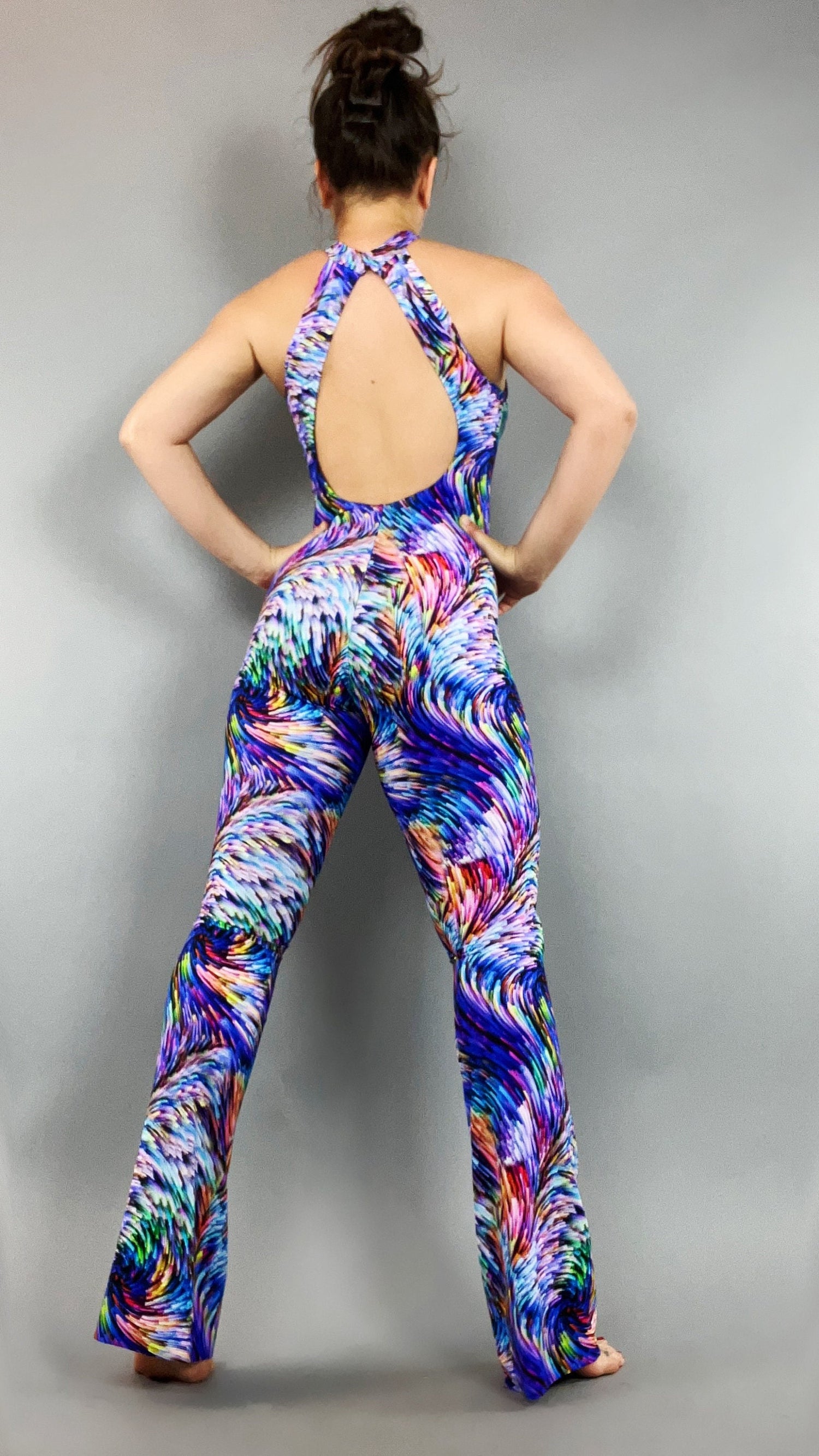 Festival Onesie, Elegant Jumpsuit With Open Back, Exotic Dancewear, Trending Now Rave Outfit