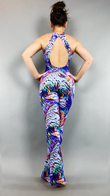 Festival Onesie, Elegant Jumpsuit With Open Back, Exotic Dancewear, Trending Now Rave Outfit