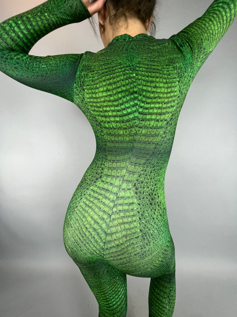 UV protective clothing, Snake print Jumpsuit, water sports, exotic dance wear. Trending now