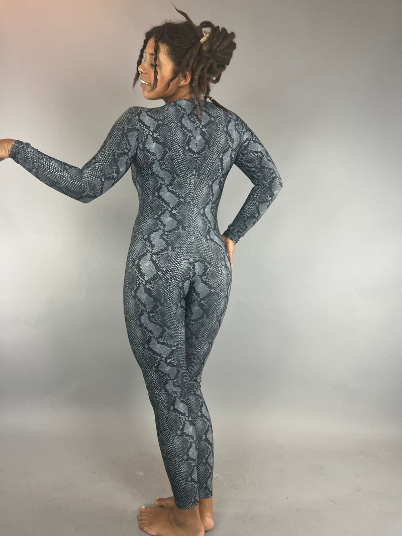 Snake Print Jumpsuit for Water Sport, Yoga Fashion, Dance Costume, Trending Now