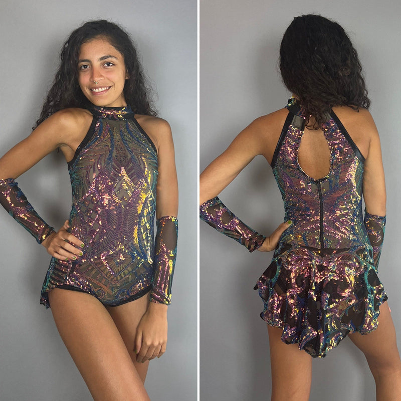 Sequin Leotard, Sheer Bodysuit, Costume for Dancers, Circus Outfit, Aerial Performers, Fire Dancers, Fairy Costume Trending Now