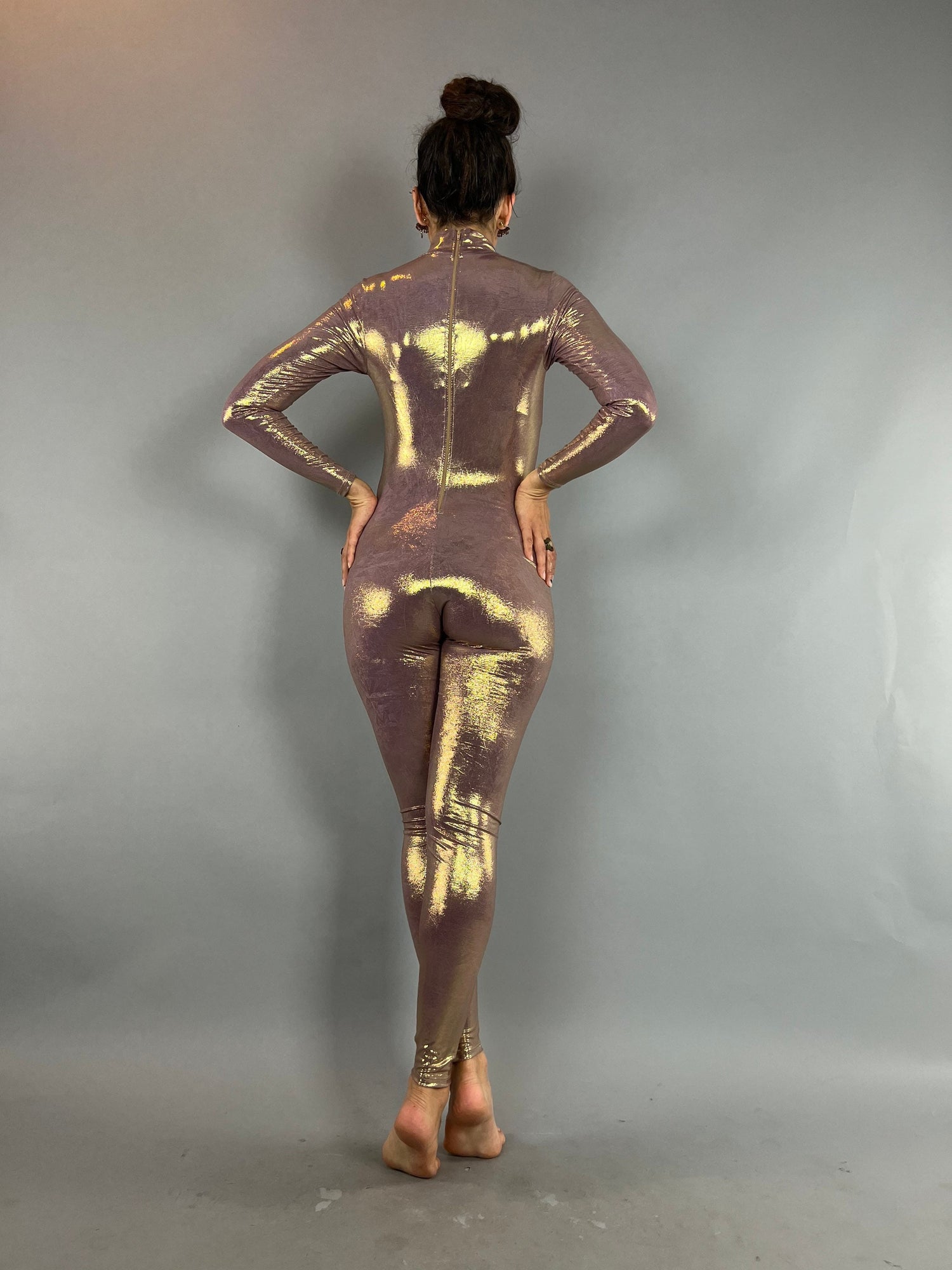 Lavender Gold Beautiful Jumpsuit, Aerialist Costume, Exotic Dancewear, Trending Now, Futuristic Fashion