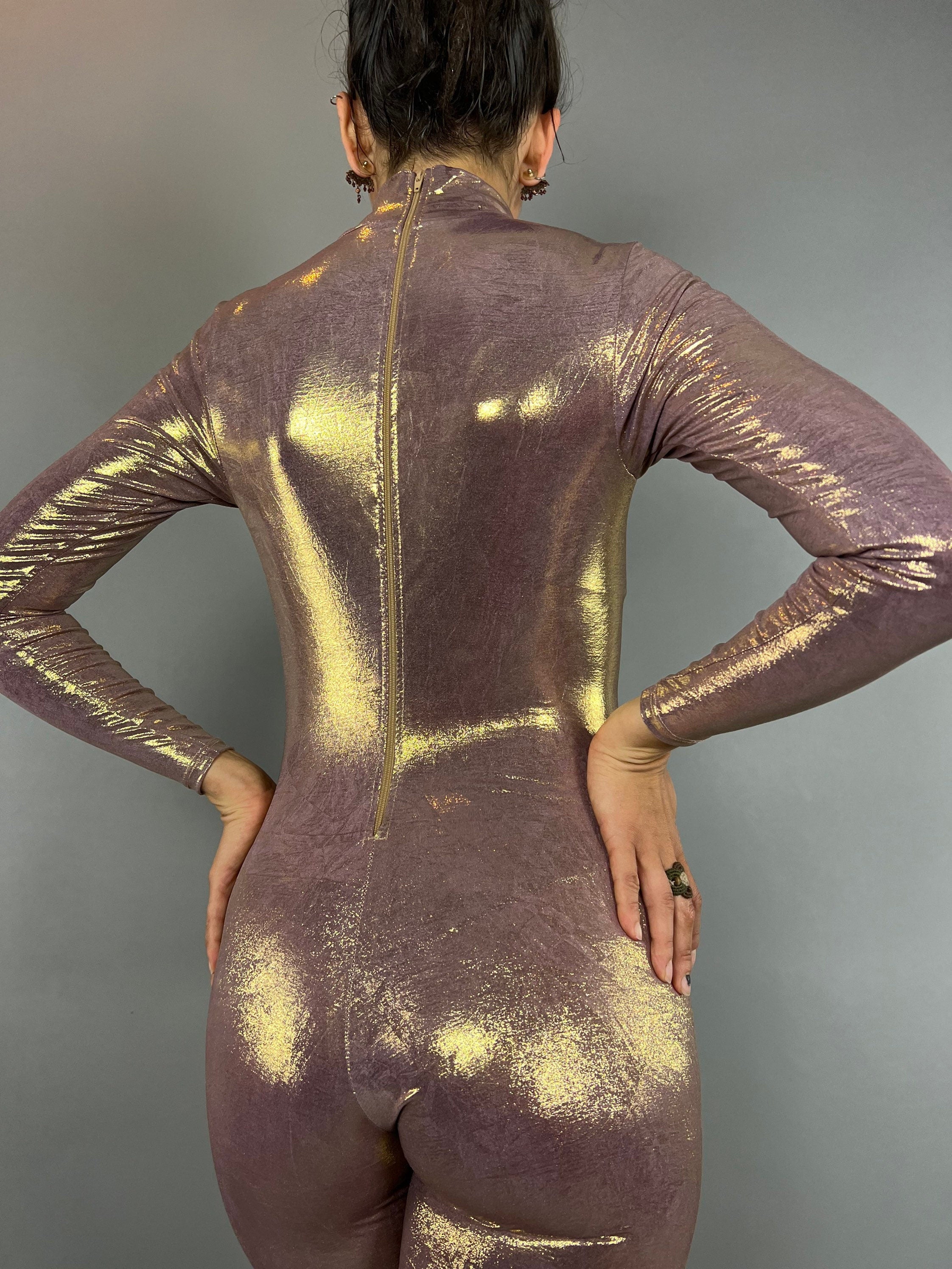 Lavender Gold Beautiful Jumpsuit, Aerialist Costume, Exotic Dancewear, Trending Now, Futuristic Fashion