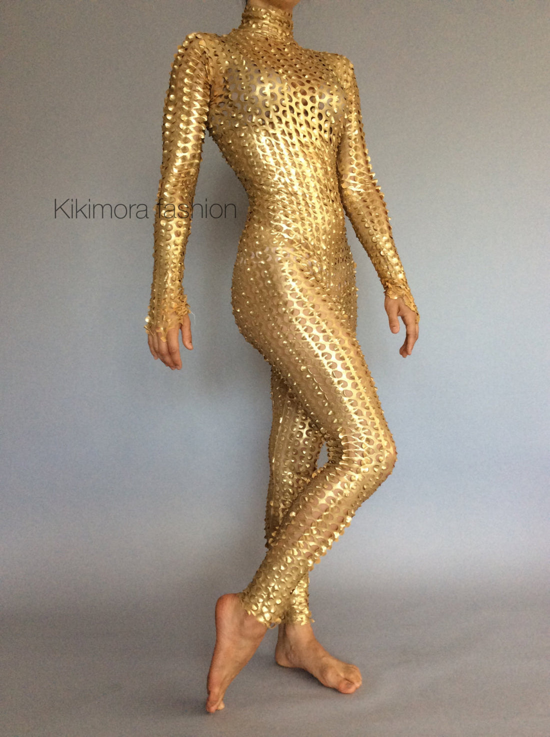 Silver Robot Costume, Bodysuit for Women or Men, Exotic Dancewear, Futuristic Clothing