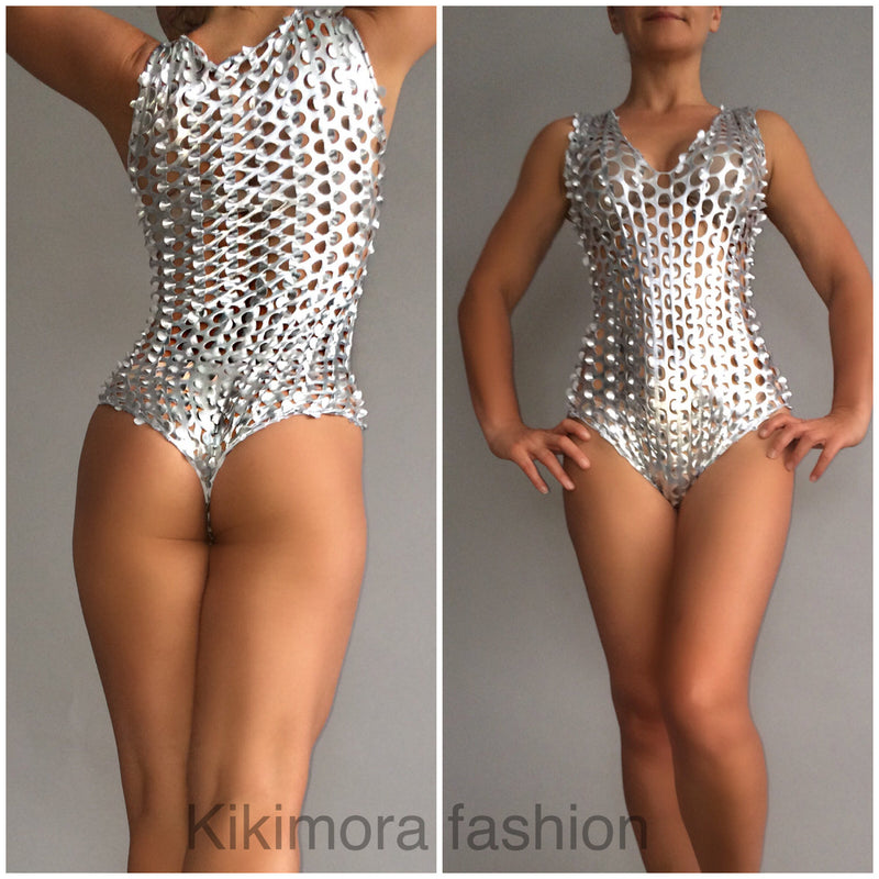 Alien costume,Robot costume, Futuristic clothing, Bodysuit for woman or man. Pole dance wear, Circus leotard, Made in USA