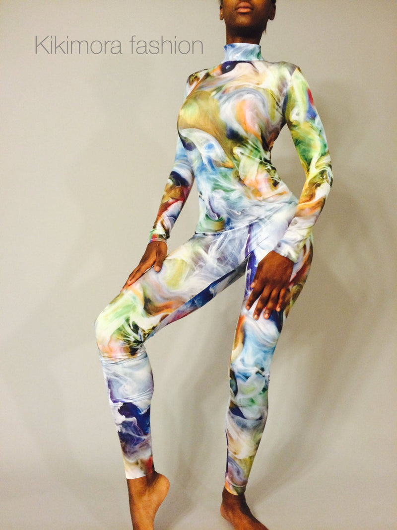 Catsuit!Unitard. bodysuit. Body paint lycra print. – Kikimora