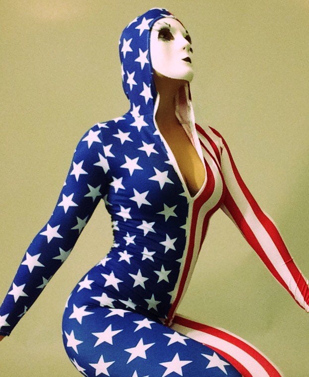 Bodysuit for Women, Dance Uniform, American Flag Clothing, Sportswear, Activewear, Custom Leotard, Zentai Costume