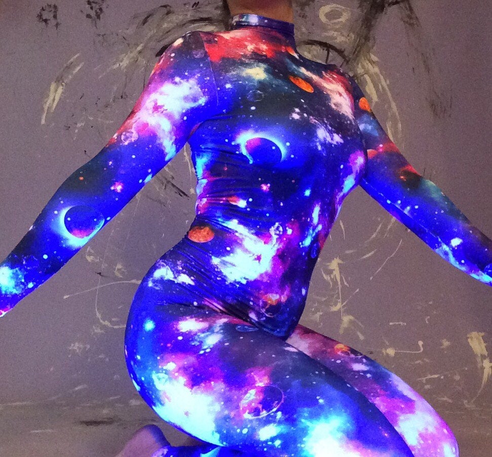 Cosmos Bodysuit for Women or Men, Beautiful Galactic Cosplay for Aerialists, Dancewear, Jumpsuit for Men