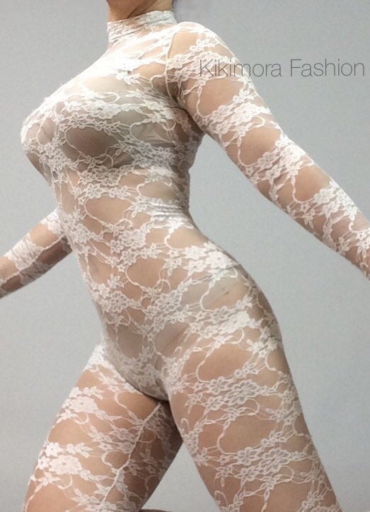 Lace Catsuit, Sheer Bodysuit for Women or Men, Wedding Bodysuit, Beautiful Contortion Costume, Exotic Dancewear