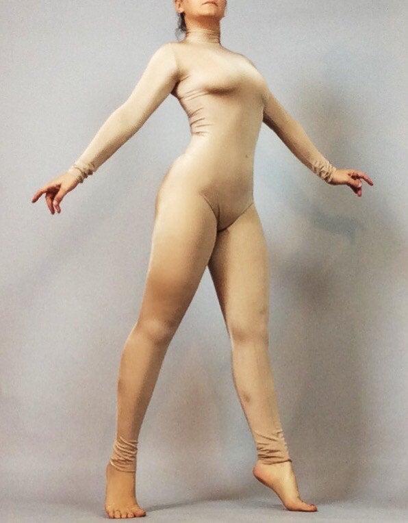 Nude color catsuit for woman or man, skin matching bodysuit, custom made, Dance wear, cosplay costume, made in USA.